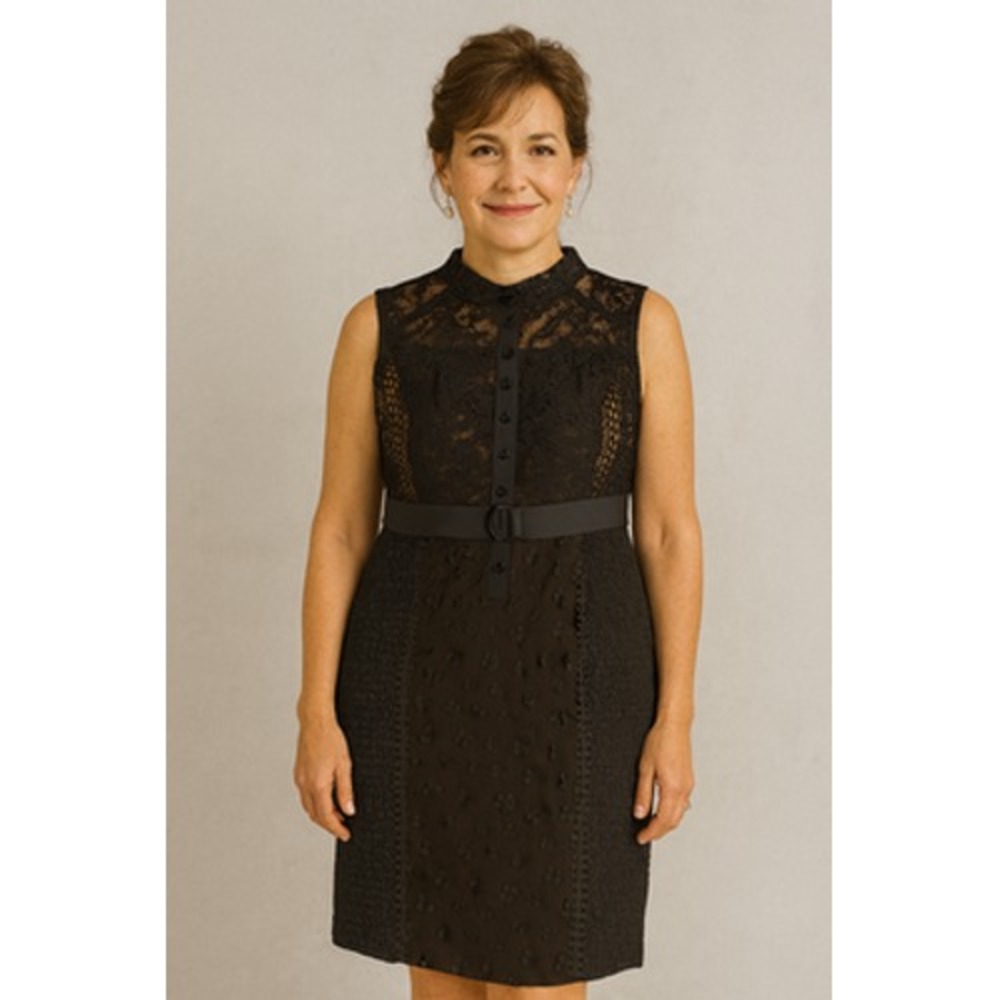 Anthropologie Byron Lars Dress Womens 18W Lace Floral Textured Belted Sheath New